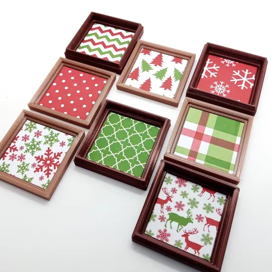Framed Wall Art for Dollhouses, 8 Christmas Patterns, about 1 inch high, Adorabilities {2}