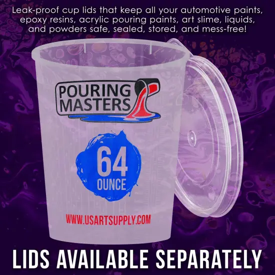 64 Ounce (2000ml) Graduated Plastic Mixing Cups (Box of 12) - Paint Mixing Cups for Epoxy Resin, Art, Kitchen, Baking - Measurements in OZ and ML, 4 Different Measuring Ratios 1:1 {5}