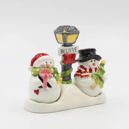 Ceramic Snowman Salt & Pepper And Toothpick Holder, Home D&eacute;cor, Gift for Her, Gift for Mom, Kitchen D&eacute;cor, Christmas D&eacute;cor {4}