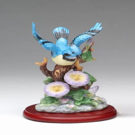 Ceramic Bluejay Bird with Morning Glory Flower Figurine, Home D&eacute;cor, Gift for Her, Gift for Mom, Kitchen D&eacute;cor, Birdwatcher Gift {2}