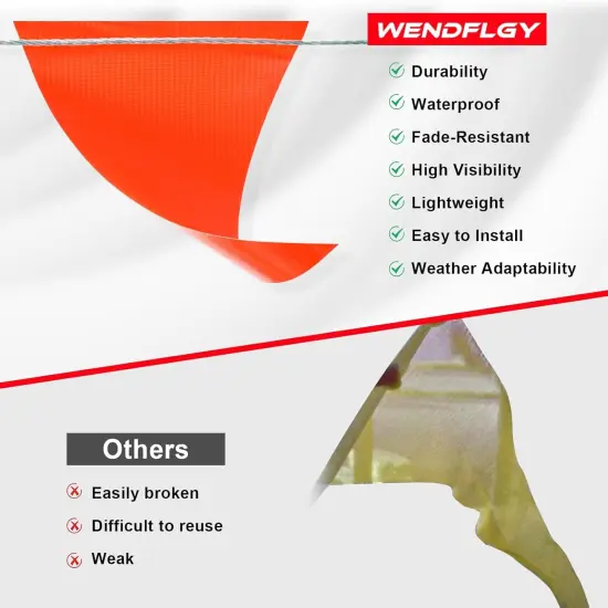 105FT Safety Warning Pennant Banner Flags (Orange) {2}