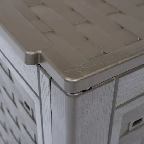 Set of 2 Brown Plastic Rattan Outdoor Compost Bins Set with Dual Access Doors {3}