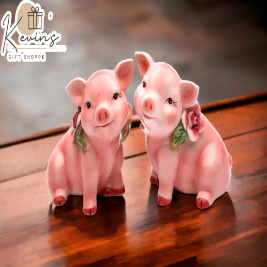 Hand Painted Ceramic Pig with Flowers Salt & Pepper Shakers, Home D&eacute;cor, Gift for Her, Gift for Mom, Kitchen D&eacute;cor, Farmhouse D&eacute;cor {2}