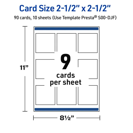 Avery Printable Square Cards, Gold Beads, 2.5" x 2.5", Matte White Square Cards, Laser/Inkjet, 90ct, Great for Business Cards {5}