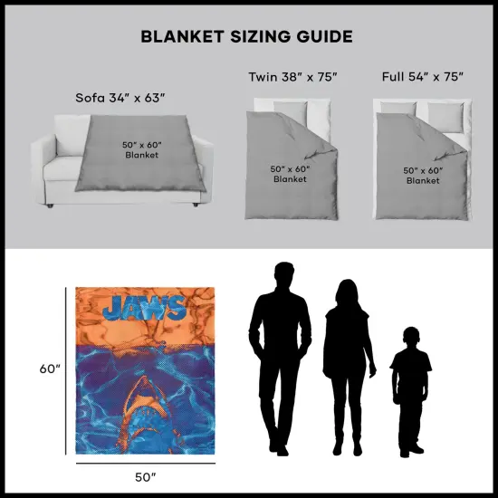 Universal Jaws Silk Touch Sherpa Throw Blanket Neon Poster {6}