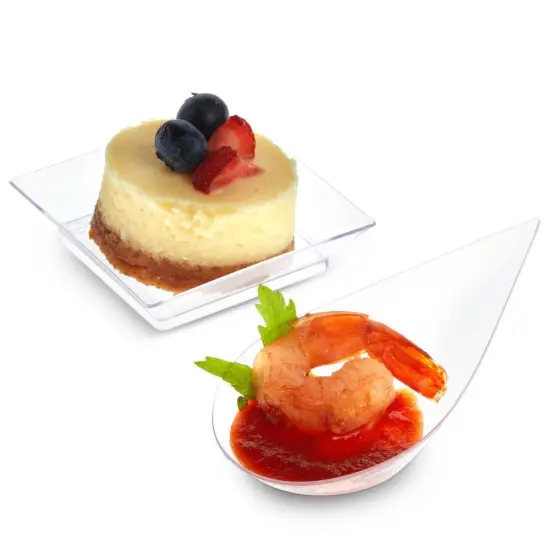 Mini Appetizer Plates and Tear Drop Spoons for Weddings (Clear, 72 Pieces) {5}