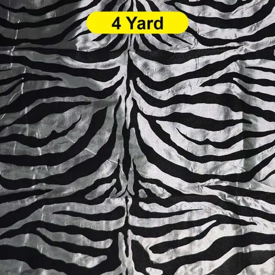 Zebra Flocking Taffeta Flocking Velvet Zebra Fabric 60" Wide Platinum Zebra {1}