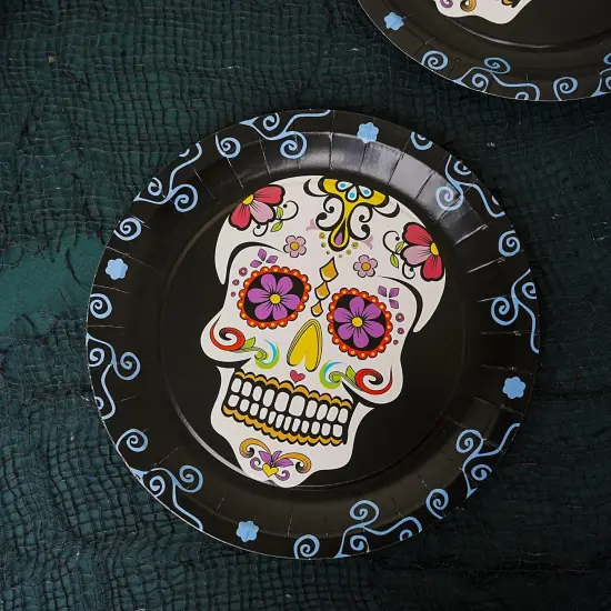 Day Of The Dead 9" Round Disposable Plate 8 Pack {4}