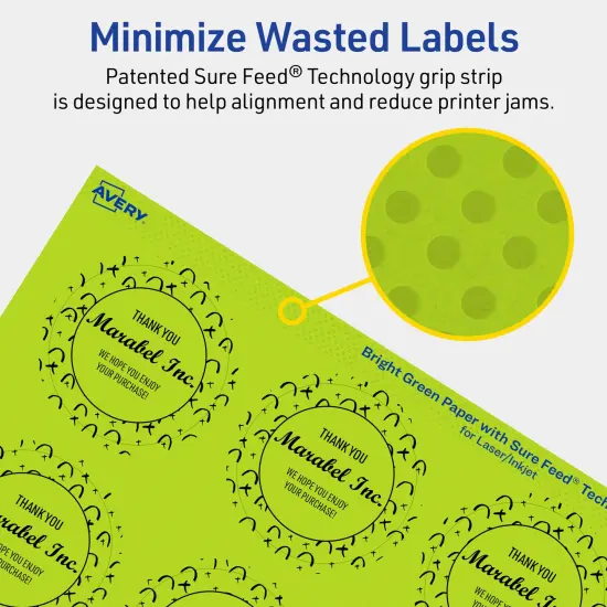 Avery Bright Green Paper Labels, 2" Diameter Round {4}