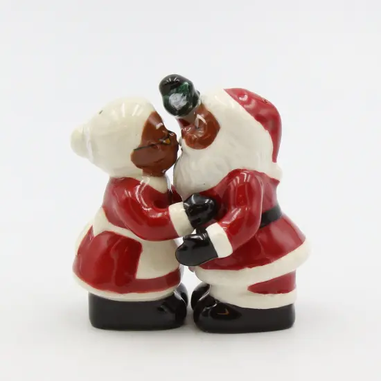 Ceramic African American Santa Couple Salt And Pepper Shakers, Home D&eacute;cor, Gift for Her, Gift for Mom, Kitchen Decor, Christmas Decor {2}