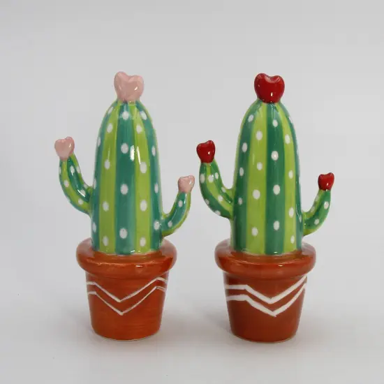 Ceramic Cactus with Hearts Salt and Pepper Shakers, Home D&eacute;cor, Gift for Her, Gift for Mom, Kitchen D&eacute;cor, Valentines D&eacute;cor, Romantic D&eacute;cor {2}