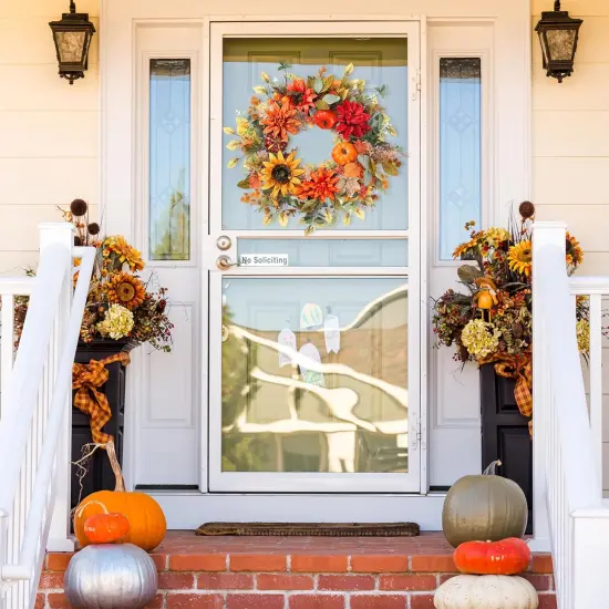 22&rsquo;&rsquo; Autumn Fall Wreath with Pumpkins {2}