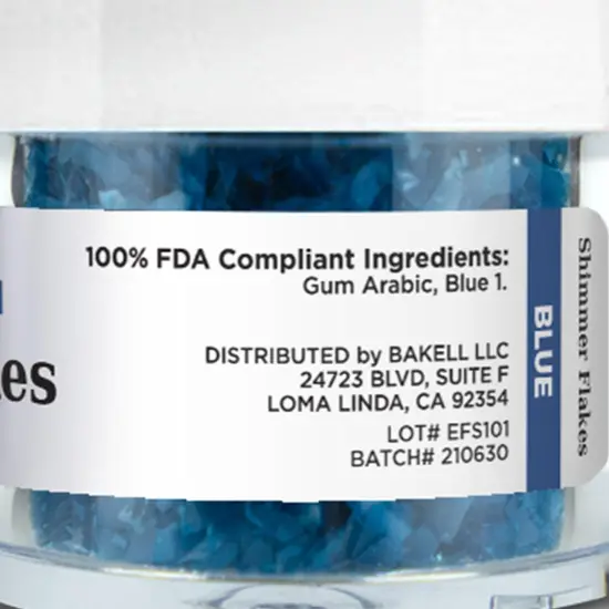 Blue Edible Shimmer Flakes 4 Gram Jar {5}