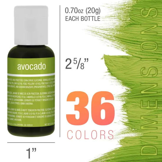 36 Color Food Coloring Liqua-Gel Ultimate Decorating Kit Primary, Secondary and Neon Colors ? Food Grade, 0.75 fl. oz. (20ml) Bottles, Non-Toxic {2}