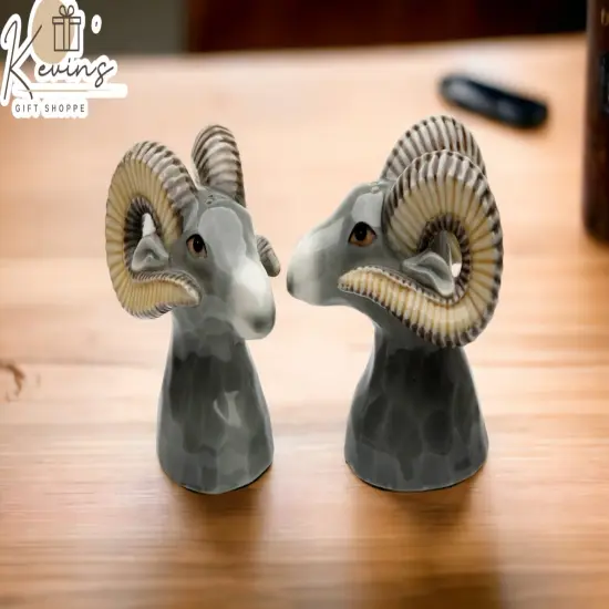 Hand Painted Ceramic Rams Salt & Pepper Shakers, Home Décor, Gift for Her, Gift for Mom, Kitchen Décor {1}