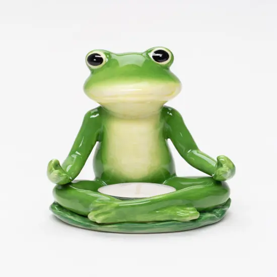 Ceramic Meditating Frog Tealight Candle Holder, Home D&eacute;cor, Gift for Her, Gift for Mom, Kitchen D&eacute;cor, Farmhouse D&eacute;cor, Nature Lover Gift {2}