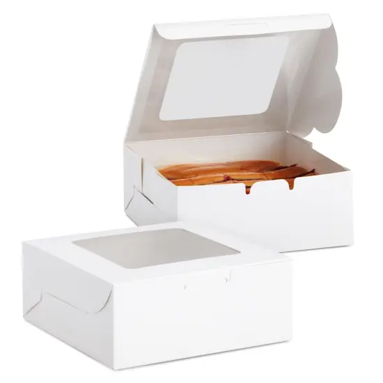 50 Pack 6x6 Bakery Boxes with Window for Desserts, Bulk Treat Containers for Cupcakes, Pastries, Cookies (White) {7}