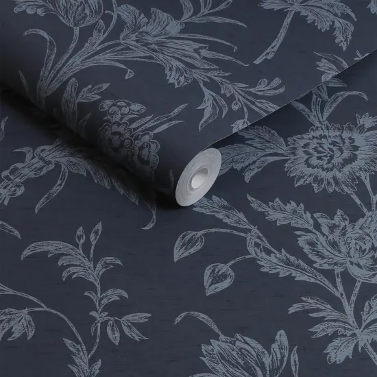 Laura Ashley Lloyd Midnight Seaspray Wallpaper {3}