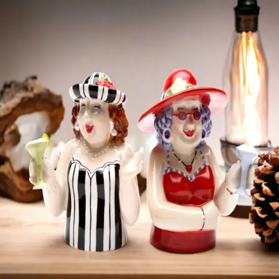 Ceramic Sophisticated Ladies at Happy Hour Salt and Pepper Shakers, Home Décor, Gift for Her, Gift for Mom, Kitchen Décor, Gift for Friend {1}
