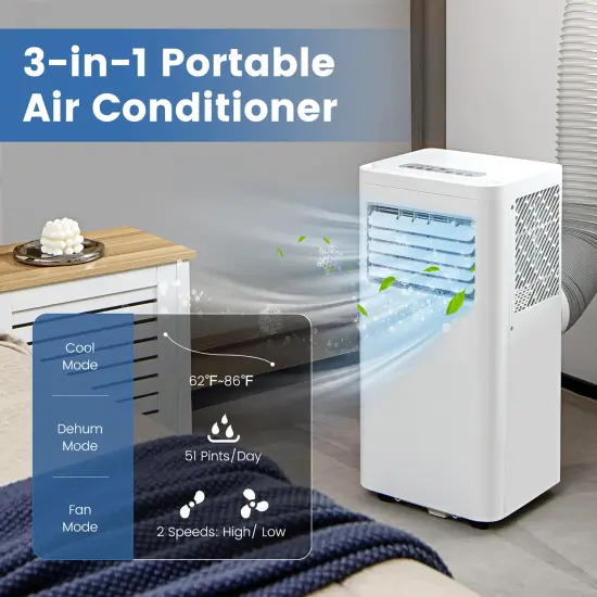 Costway 5000 BTU (8000 BTU ASHRAE) Portable Air Conditioner 3-in-1 AC Unit With Cool Dehum Fan Sleep Mode {2}