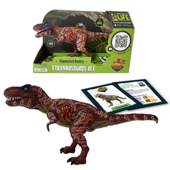 Dino Explorers: AR Dinosaur XL & Brick Combo - Tyrannosaurus-Rex - 10" Articulated Sound Toy Figure & Paleontology Kit, T-Rex Augmented Reality, Kids {4}