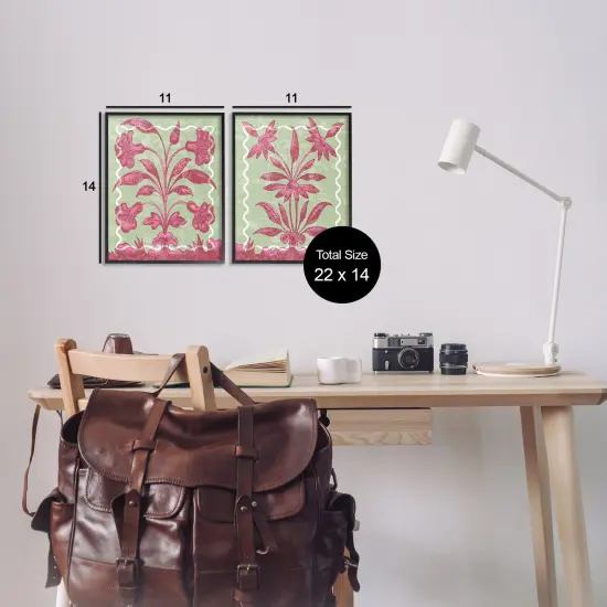 Stupell Industries Pink & Green Vintage Botanicals 2pc Framed Giclee Set By Lil' Rue {3}