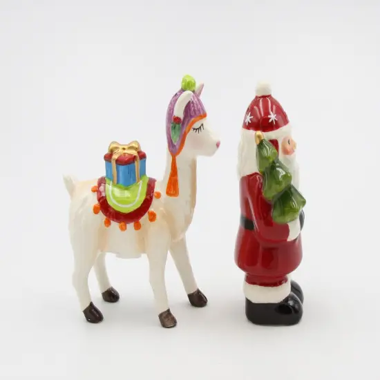 Ceramic Christmas Santa With Alpaca Salt And Pepper Shakers, Home D&eacute;cor, Gift for Her, Gift for Mom, Kitchen D&eacute;cor, Christmas D&eacute;cor {4}