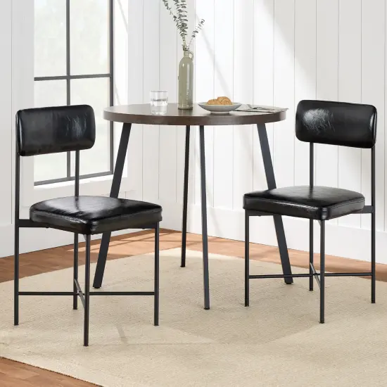 Best Choice Products Faux Leather Dining Chair Set of 2, Standard Height w/ Metal Frame Midnight Black {4}