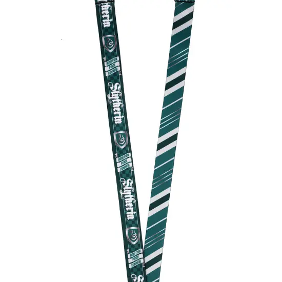 Harry Potter Slytherin Tie Inspired Sublimation Print Metal Charm & Id Holder Lanyard {2}