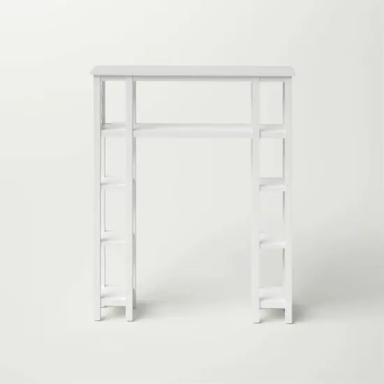 Over the Toilet Bathroom Shelving Unit with 9-Shelves in White Wood Finish {3}