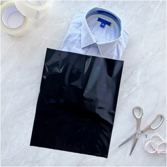 Plymor 12" x 15", Black 2 Mil Flat Open Plastic Poly Bags {4}