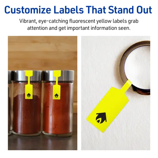 Avery Neon Yellow Paper Labels, 0.5" x 2.5" Barbell {3}
