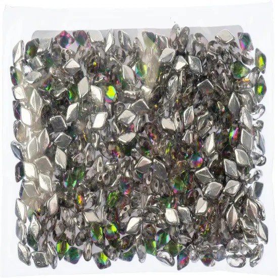 Matubo 2-Hole Czech Glass Backlit Gemduo Beads, 50g CrystalVitrail Green {2}