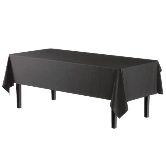 Exquisite 6-Pack Premium Plastic Tablecloth 54in. x 108in. Rectangle Plastic Table Cover Black {2}