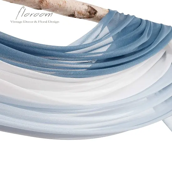 Wedding Arch Draping Fabric 3 Panels 20Ft Chiffon Fabric Drapes Arbor Drapery Wedding Ceremony Reception Swag Decorations (Dusty Blue +Powder Blue +White) {5}
