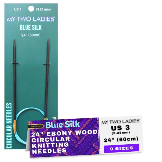 Blue Silk | 24" Circular Knitting Needles | Ebony | 9 Sizes {6}