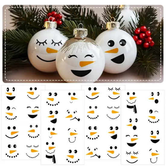 Wrapables Snowman Face Stickers for Crafts, Christmas Decoration for Windows, Refrigerators, Water Bottles, Cups (Set of 32), Classic {1}