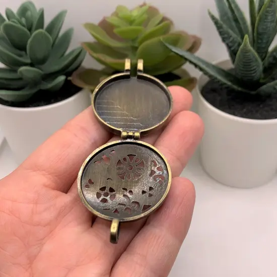 Bronze Gear Aromatherapy Essential Oil Diffuser Lockets, 33x45mm {3}