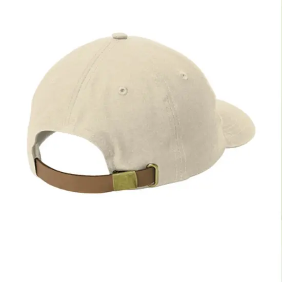 Port Authority&reg; Leather Strap Cap, Unstructured Mid-Profile Cotton Canvas Hat with Adjustable Leather Closure Deep Smoke {5}