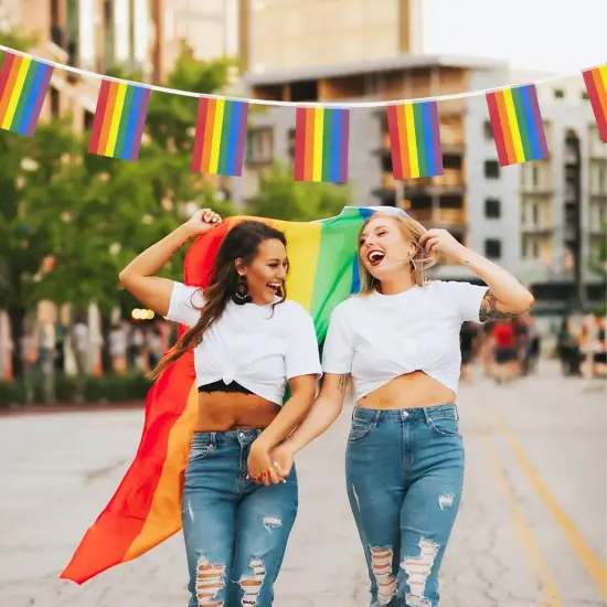 32.8ft Rainbow Pride Flags Banner, Rainbow String Bunting Flag Rainbow Garland Pride Decorations LGBTQ Gay Pride Accessories for Pride Month Home Office Birthday Party {3}