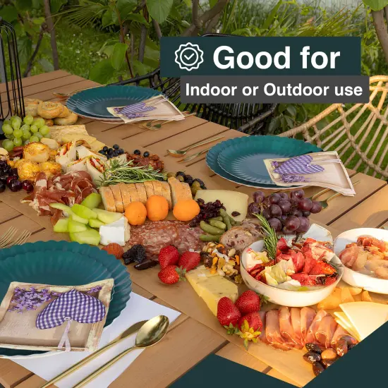 Earthtrends Scalloped Paper Plates 8.5 Inch & 10.5 Inch Dinner Plate Set &ndash; Fancy Disposable Plates for Party, Wedding, Birthday, Baby Shower &ndash; Large & Small Paper Plate Set for Parties, Events, Catering &ndash; ElegantFloral Design Black Aqua {4}