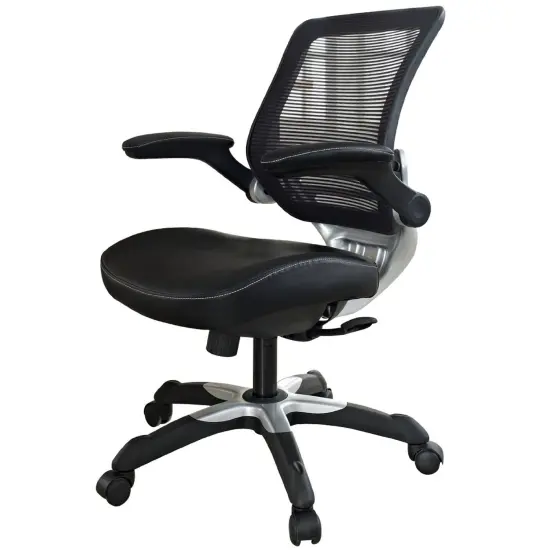 Black Mesh Office Chair with Flip-Up Arms, Adjustable Height and Tilt Control {6}