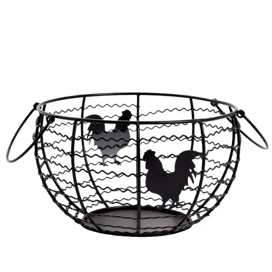 Wire Egg Collecting Basket, Farmhouse Kitchen Organizer (Black, 8.2 x 8.2 x 4.9 In) {5}