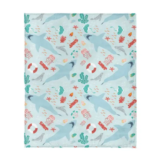 Universal Jaws Silk Touch Throw Blanket Coastal Sharks {1}