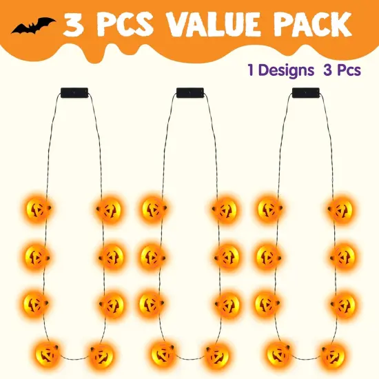 3 Pcs Halloween Necklace Pumpkin {3}