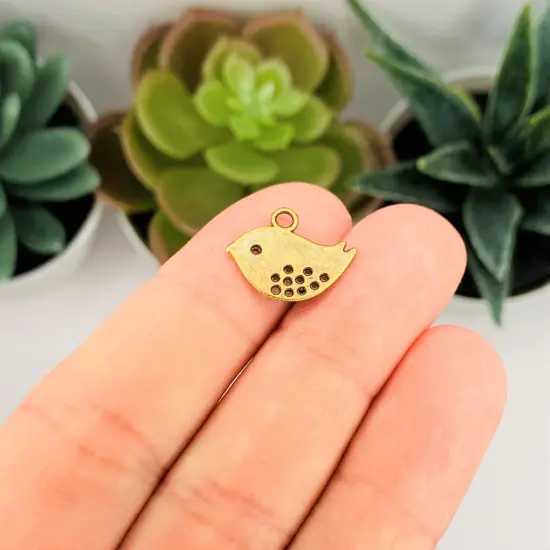 Small Bronze Bird Charms, 12x16mm {2}