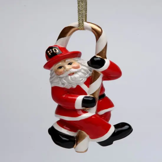 Ceramic Fire Fighter-Santa Ornament, Home D&eacute;cor, Gift for Him, Gift for Firemen, Fire Station D&eacute;cor, Christmas D&eacute;cor {3}
