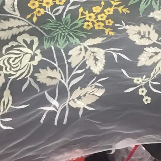 1 Yard Luxury English Net Lace with French Design & Flat Sequins 54 Inches Wide {2}