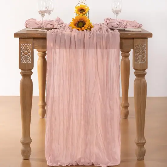 Pink Cheesecloth Table Runner 6 Pack Spring Boho Sheer Cheese Cloth Table Runners Gauze 120 Inches Long Easter Table Decorations for Wedding Bridal Girl Baby Shower Sweet 16 Party Decor {4}