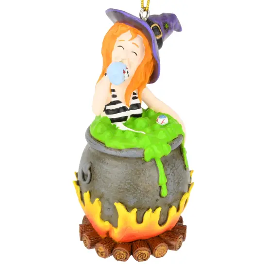 Tree Buddees Funny Witches Hot Tub Halloween Ornament Witch Drinking in Cauldron {3}